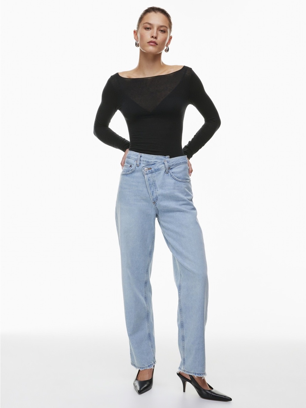 agolde criss cross light wash jeans